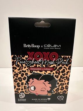 Betty Boop x Celavi Pack of Five Face Sheet Mask.